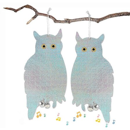 2 st Fågelskrämma med dubbelsidig reflekterande ugglemönster [D]