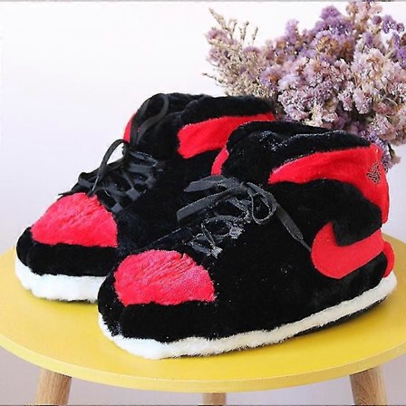 Sneakers-lignende Plys Sutsko Kreativ Indpakning Fuzzy Varme Vinter Indendørs Hjemmesko Bomuldssko