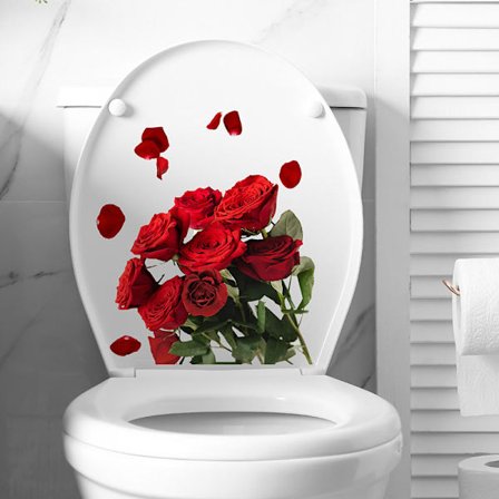 Roses Toilet Sæde Stickers Røde Blomster Toilet Låg Decals DIY Re