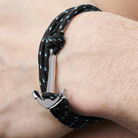 Schwarzes Matrosen Anker Armband für Männer - Anker Armbänder