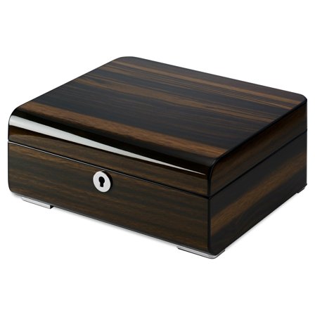 6 Slot Ebony Veneer Watch Box for Men - Watch boxes