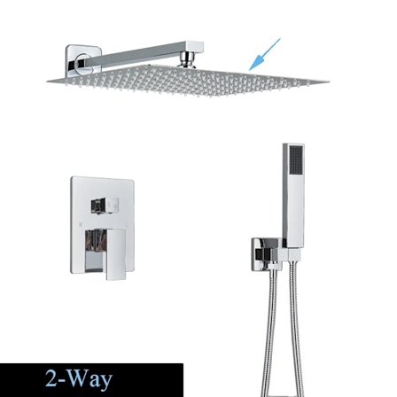 Krom Duschblandare Set, Regn & Vattenfall, Ultratunn Duschhuvud,2-vägs 12 tum