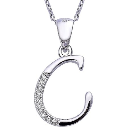 Dww-halsband Hänge Bokstav C Namn Och Bokstav Halsband Presentidéer Till Vänner - 925 Sterling Silver Och Zirkon Inläggning