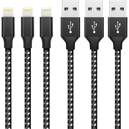 iPhone-opladerkabel Lynkabel 3-pak 3FT/1M Nylon flettet hurtigopladning og synkronisering iPhone-kabel Kompatibel med iPhone13 12 11 Pro Max XS XR X 8