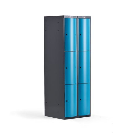 Kleiderspind CURVE, 2 Module/6 Fächer, 1740 x 600 x 550 mm, blau