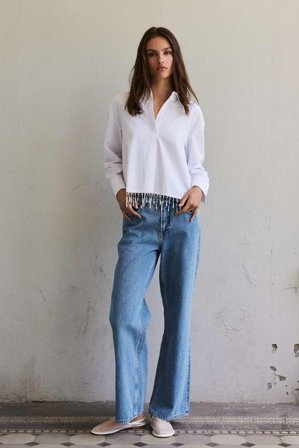 Fringe Pearl Shirt White S