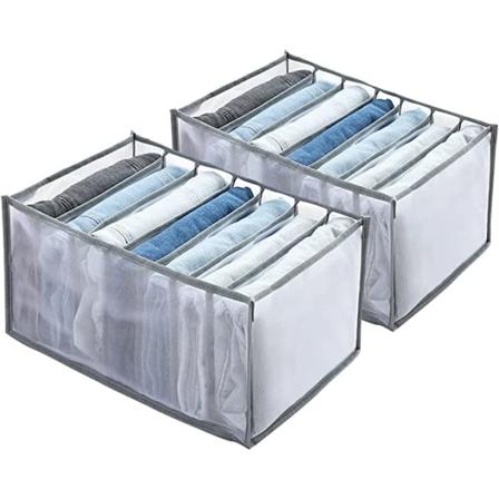 2 stk oppbevaringsboks for jeans skuff arrangør klær arrangør Su