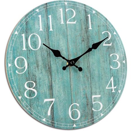 Seinäkello, 10 tuuman sinivihreä äänetön keittiökello, rustiikkinen vintage-maalaisretro sisustus