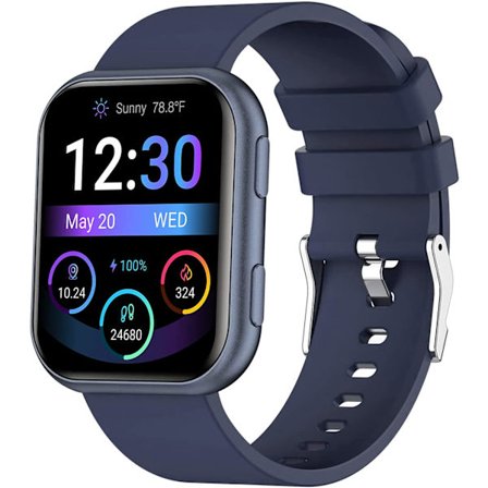 Smart sportsklokke med pulsmåling, blodtrykksmåling og påminnelse om anrop (blå)