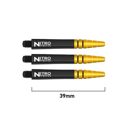 Red Dragon Darts Shafts Nitrotech Ionic 39mm Black Gold 2 Sets 6pcs Polycarbonate Steel Tip Darts Accessories