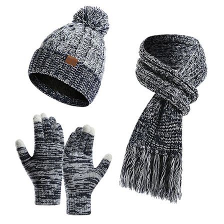 Vinter mössa Scarf Set Unisex Slouchy Scarf Varm stickad mössa för utomhusbruk