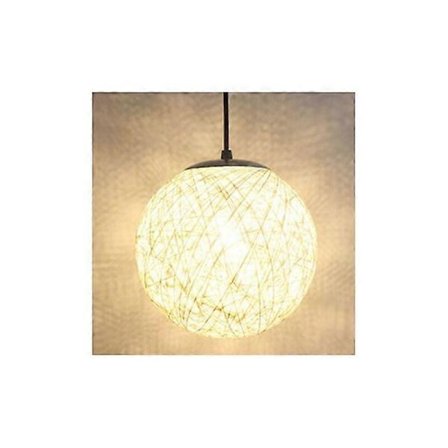 Hvit Retro Pendellampe Rattan Globe Rund 15cm, Lysekrone Lampeskjerm DIY Taklampe E27 for Stue Restaurant Kjøpesenter Bar