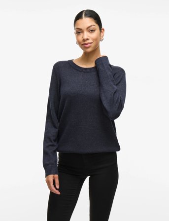 Vila Viril O-Neck L/S Knit Top - Noos - Navy - XL
