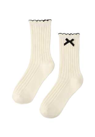 Å WOMAN Strumpor med vågig kant Sockor Vit 36/38