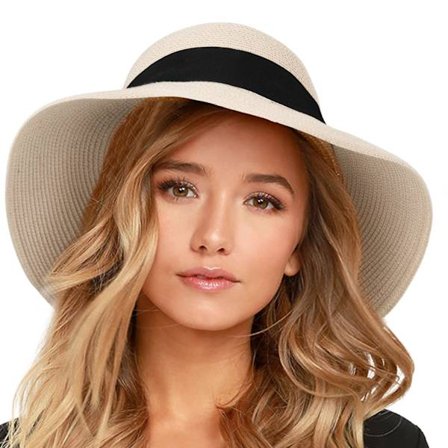 Dame solhatte UPF 50+ strandhat stråhat med bred skygge