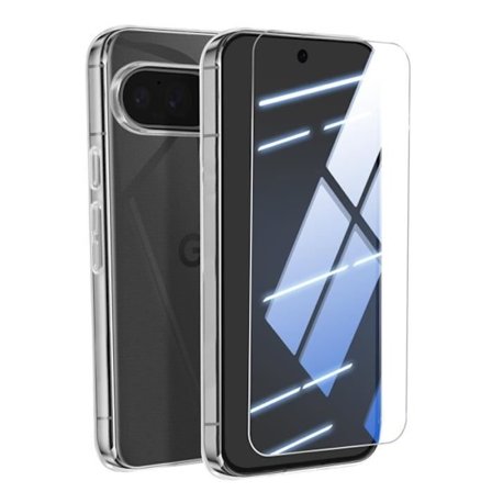 Skyddspaket för Google Pixel 9 och 9 Pro Fodral och härdat glas Mayaxess Transparent