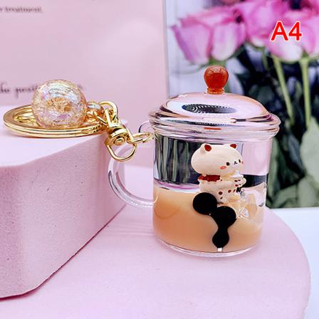 Tecknad Oljad Pearl Milk Tea Cup Bear Nyckelring