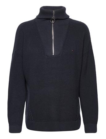 Hayana Cable Zip-Up Sweater Høyhalset Pologenser Navy Tommy Hilfiger