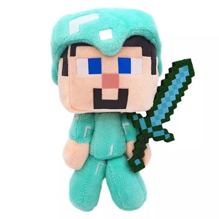 Minecraft Steve med sværd plysfigur bamse krammedyr 17 cm KLB