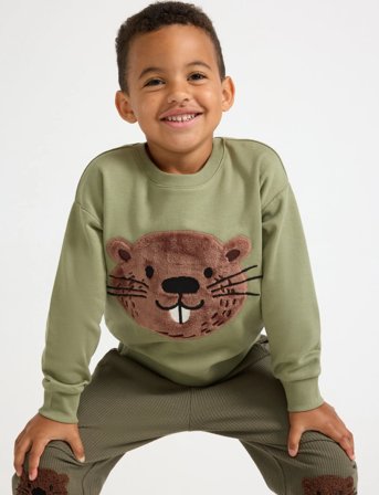 Lindex Sweatshirt Med Applikation - Green - 122