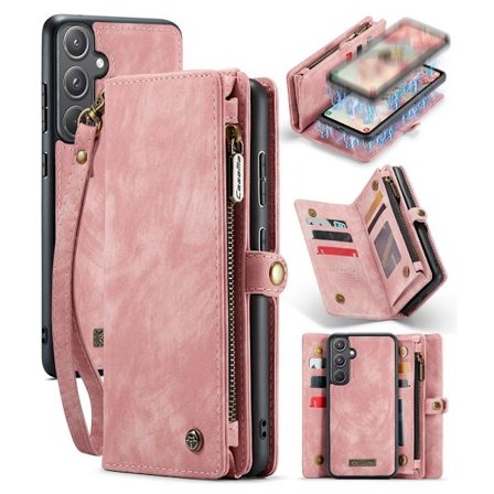 CaseMe Multi-Slot 2 i 1 Plånboksfodral Samsung Galaxy A55 Rosa
