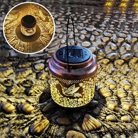 Solcellslampor utomhus med kolibrimotiv, vattentäta hängande LED-lampor för trädgårdsdekoration, kolibri 12 st hög version varmvit med timer