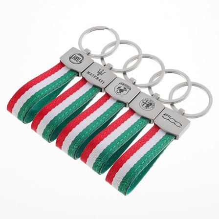 Avainnauha synteettisestä nahasta, jossa Italian lippu kolmessa värissä, värikäs logo, virallinen
