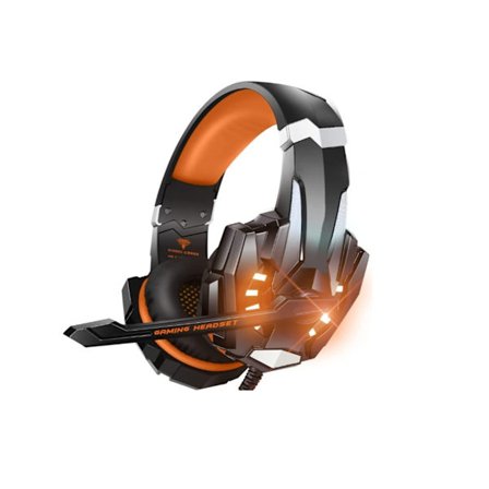 Gaming Headset för Ps4 Pc Xbox One Ps5 Kontroller Brusreducerande Hörlurar med Mikrofon Orange Led Ljus YEMAESRE