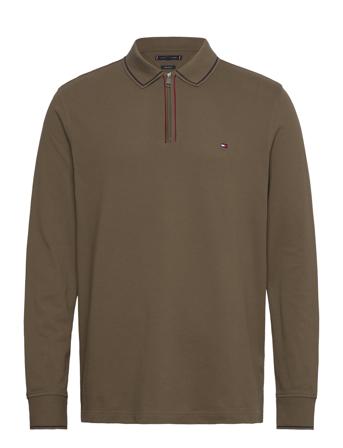 Ls Zip Rwb Detail Reg Polo Tops Knitwear Half Zip Jumpers Khaki Green Tommy Hilfiger