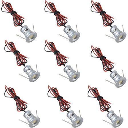 Svarta 9st Mini 12V 1W LED Inbyggda Spotlights för Kök, Trappor, DIY-Belysning, Varmvit