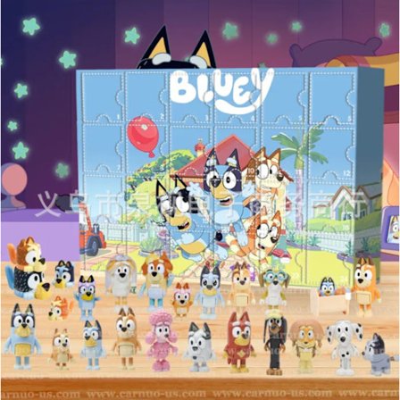 2024 Ny Bluey Hund Barnas Julekalender, 24 overraskende julegave-blindbokser, nyttårs- og juletelling, barnas julegave