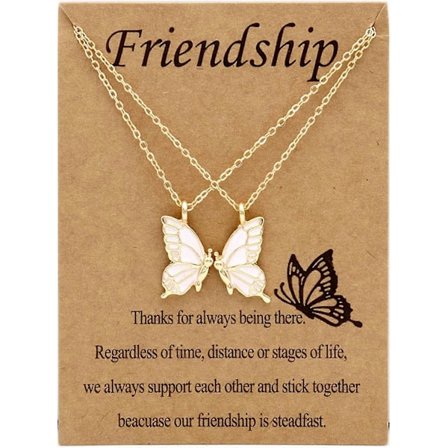 Sommerfugl Venskabshalskæde til Kvinder Piger, 2 Bedste Ven Sommerfugl BFF Halskæder Langdistanceforhold Fødselsdagsgaver