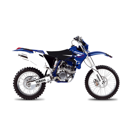 Kit Adesivi Completo Blackbird Dream 4 con Coprisella Blu-Nero-Bianco - Yamaha WR 250F 2003-2004
