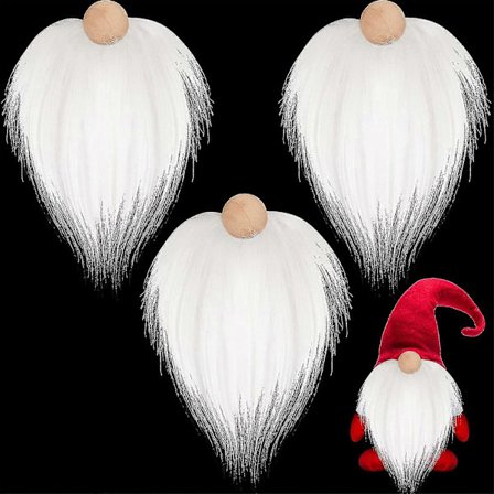 Gnome-perler og falske skjegg 6 stk/sett Kunstig pels dvergskjegg treperler til jul Plysj gnome dukke Håndlaget DIY (FMY)