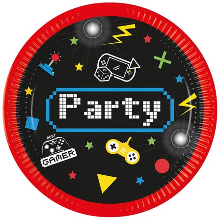 Gaming Party Papperstallrik 23 cm 8-pack - Kalaslagret.se