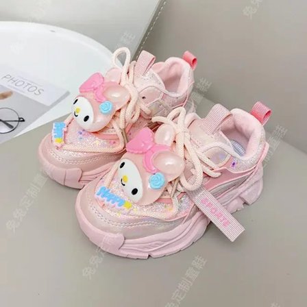 Anime Kawaii Sanrios My Melody Cinnamoroll Kuromi Barn Sneakers Tecknad Söt Luminous Daddy Skor Tjej Sammet Löparskor Present