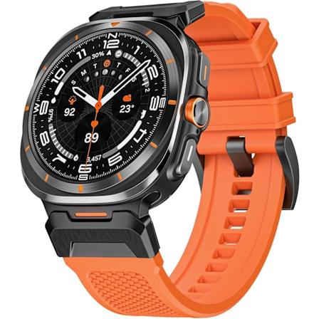 Gummibånd Kompatibel med Galaxy Watch 7 Ultra 47mm, Bløde Gummibånd Åndbare Remme Armbånd med Rustfrit Stål Adapter, Silikone Sport