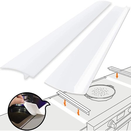 2 stk. silikon gap-deksel, silikon gap-stopper kjøkken komfyr benkeplate gap-deksel, komfyr mellomrom fyllere (21 tommer, hvit)