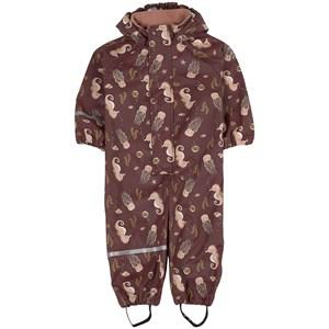 Celavi Dark purple Aop Burlwood Rain Coverall 100 cm - Coveralls - 100 cm - Brown