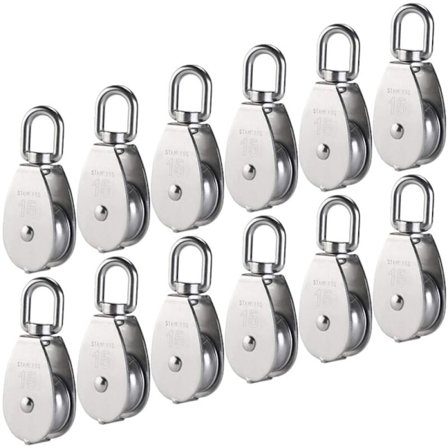 12 stk. M15 Enkel trinse i rustfritt stål 304, 15mm Kun trinser Rulleblokk, kran kran glatt krok tau wire kabel lasting 35kg