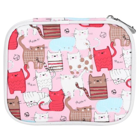 Kaksikerroksinen virkkuukoukkujen säilytyskotelo verkkotaskuilla ja vetoketjulla