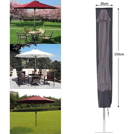 Parasollskydd, skyddande överdrag för trädgårdsparasoll, anti-UV, anti-vind, vattentätt, parasollskydd tillverkat av 600D Oxford-tyg ...