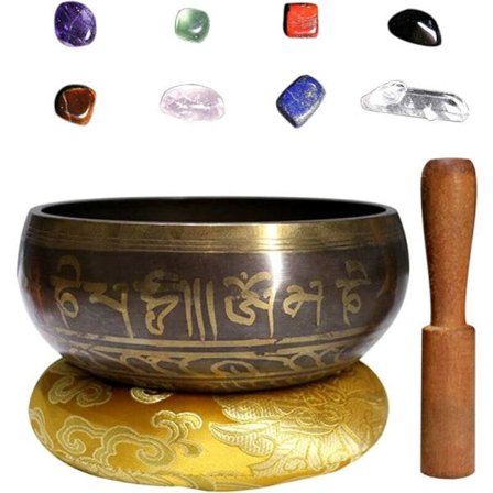 IC Diameter 8cm persikotræ pinde+bakke bakke tilfældig farve nepalesisk syngeskål roterende skål Sanskrit øreskål