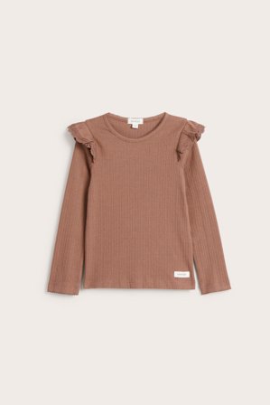 Newbie | Ribbad topp med volanger | Mörkrosa