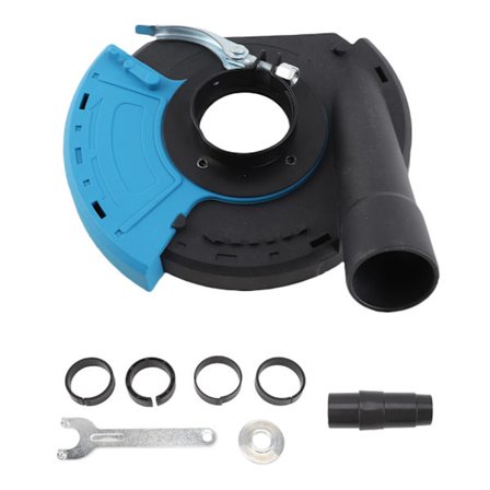 Vinkelslip Slipdammkåpa Blå Svart 5 tum 125 mm Multifunktionell Ytslipdamm Skydd Samlare För Slipsten Golv Betong