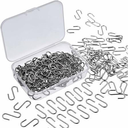150 kappaletta Mini S-koukkuja, metalliset S-muotoiset koukut, pajukori kiinnikkeet DIY-askarteluun, säilytyslaatikko, korujen ripustaminen, 