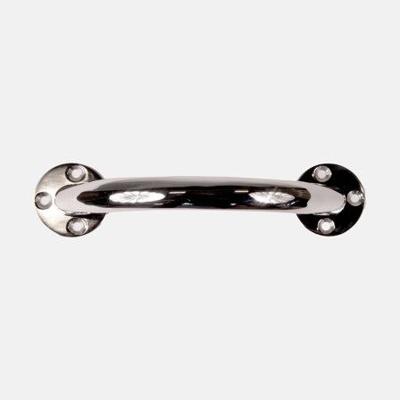 Boat grab handle NOCK Goodgrip, oval profile with angled end, for screw mounting, acid-resistant stainless steel, 255 x Ø25 mm