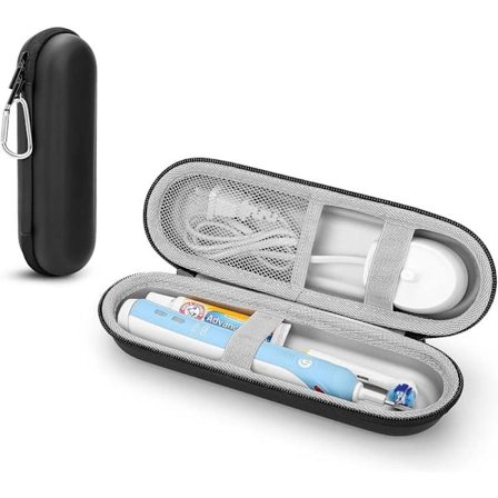 Eltandborstens yttre skal kan förvara tillbehör