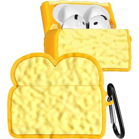 Skal till AirPods 4:e generationen - med nyckelring för AirPods 4:e generationens skal (2024) Toast Söt Kawaii Rolig 3D Mjuk Silikon Kul Cool för 