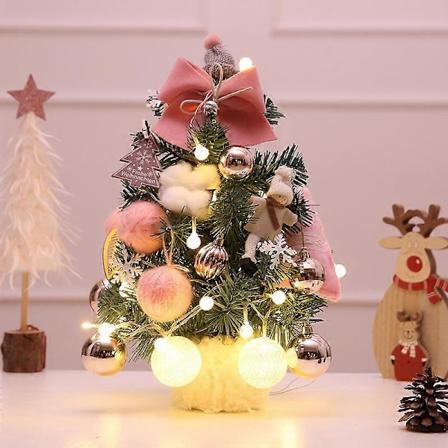 Rosa Juletre 30cm Mini Kunstig Juletre LED Lys Jul Hjem Dekor Gave Furu Juletre Sett